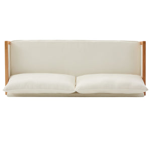 Modern 3 Seater Sofa With Wood Armrests