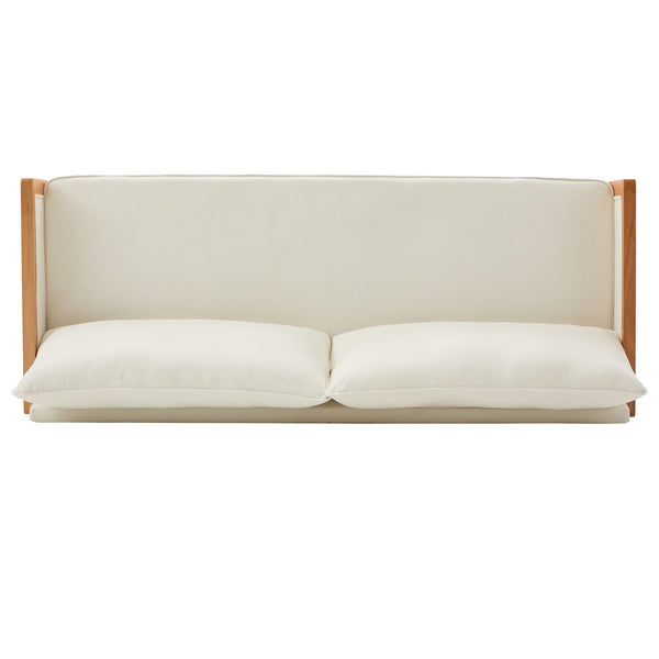 Modern 3 Seater Sofa With Wood Armrests