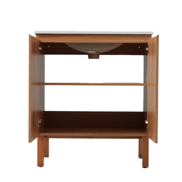 Bathroom Vanity With Sink, Minimalist Design, 45 Degrees Free Handle Doors - Antique Natural