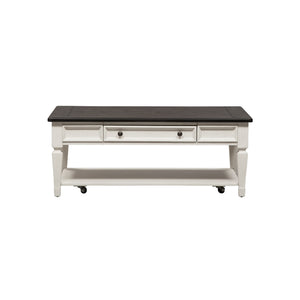 Allyson Park - Rectangular Cocktail Table - Wirebrushed White / Charcoal