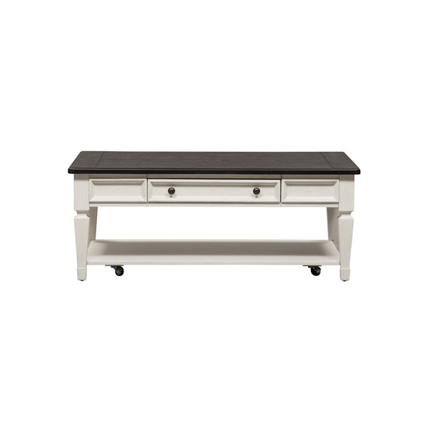 Allyson Park - Rectangular Cocktail Table - Wirebrushed White / Charcoal