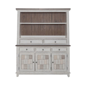 River Place - Server & Hutch - Riverstone White & Tobacco