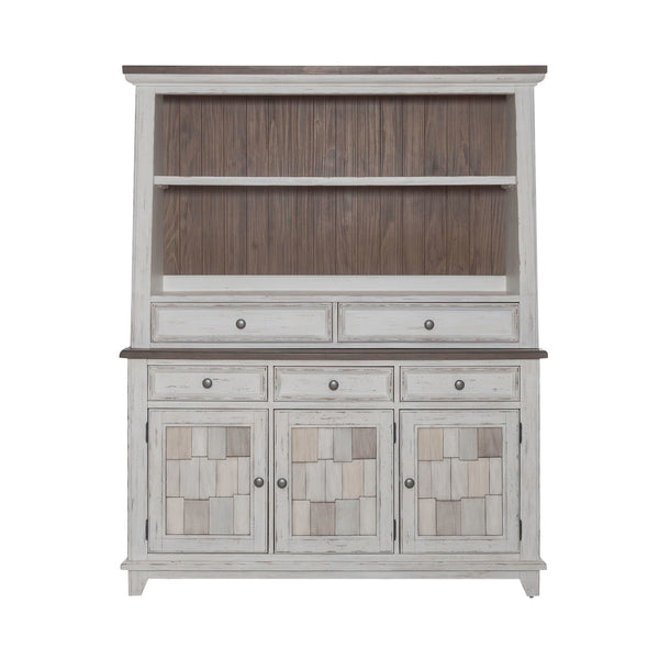River Place - Server & Hutch - Riverstone White & Tobacco