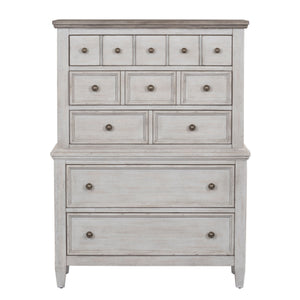 Heartland - 5 Drawer Chest - Antique White / Tobacco Tops