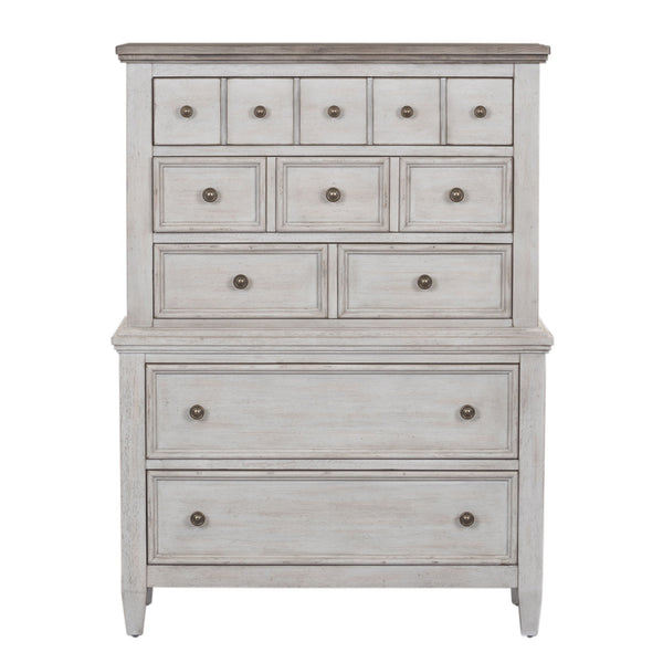 Heartland - 5 Drawer Chest - Antique White / Tobacco Tops
