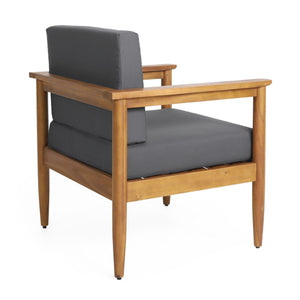 Outdoor Club Chair, Patio Chair With Teak Acacia Wood Frame - Dark Gray
