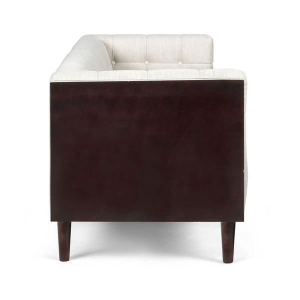 Contemporary Mid-Century Charm 3 Seater Sofa With Button Tufted Waffle Stitching