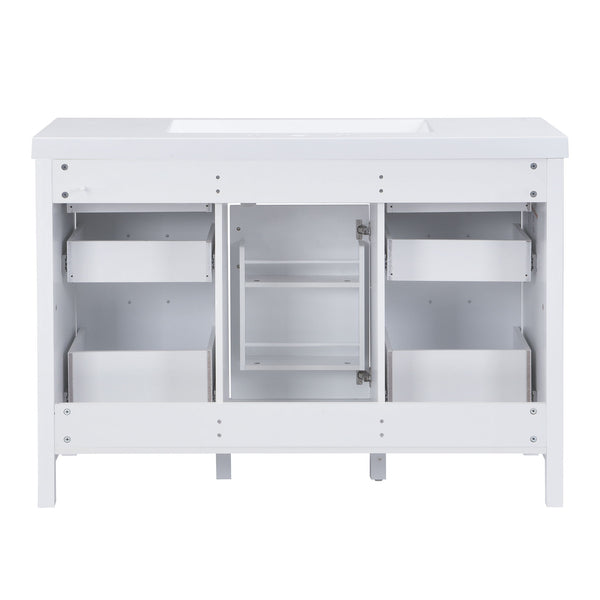 47.25" Modern Bathroom Vanity With Sink, Soft Close Single Door & 6 Drawers - White