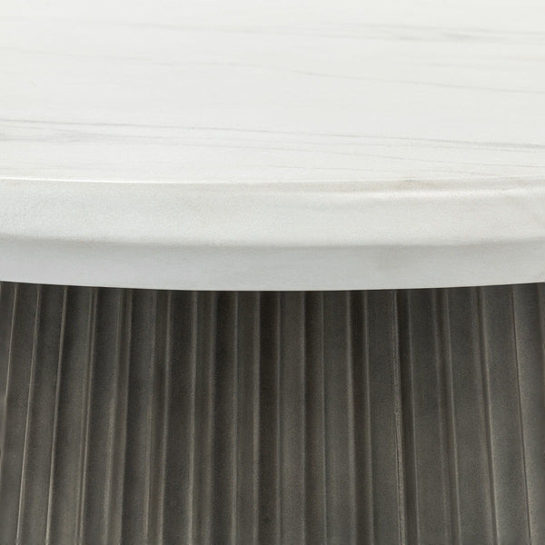 Caspia - 47" Outdoor Round Dining Table - Snowdrift White / Black