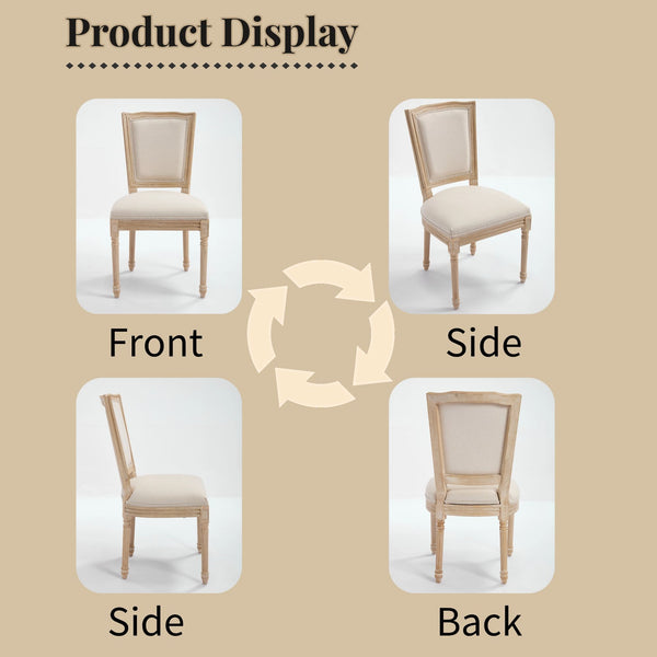 Dining Chairs Upholstered With T - Shaped Back (Set of 2) - Beige