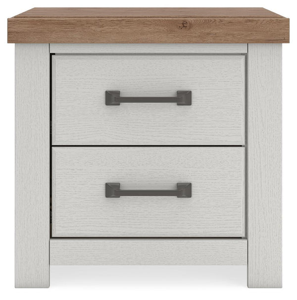 Savonport - Two Drawer Night Stand - White / Brown