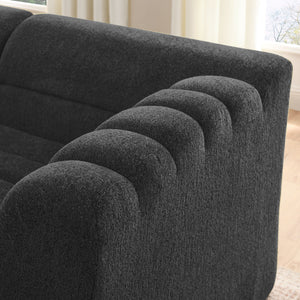 Upholstered L-Shaped Modular Sectional Sofa With Chaise, Wave-Shaped Armrest