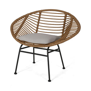 Cordella - Outdoor Woven Wicker Chairs With Cushions, (Set of 2)