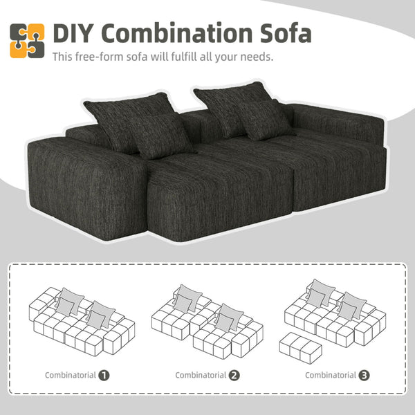 Modern Oversized Diy Combination, Modular Sectional Sofa With Pillows