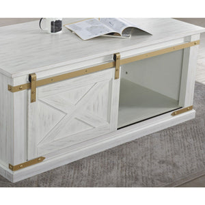 Coffee Table With Storage Drawer And Open Shelves - Antique White / Gold