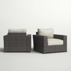 Outdoor Armchairs With Cushions (Set of 2) - Espresso / Gray