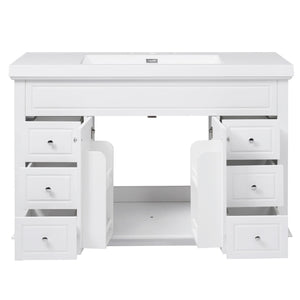 Bathroom Vanity & Sink, 6 Soft Close Drawers & Double Doors - White