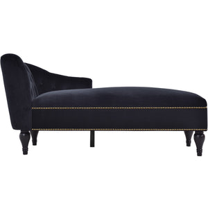 Velvet Chaise Lounge, Button Tufted Right Arm Facing Lounge Chair With Nailhead Trim For Living Room - Black