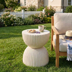 Side Table With Speckled Ribbed Texture