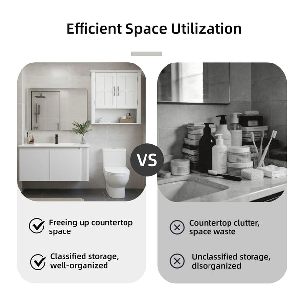Multi Functional Wall Mounted Cabinet With Adjustable Shelves For Bathroom