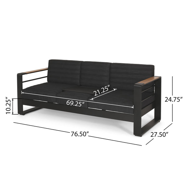 Giovanna - 3 Seater Sofa With Aluminum Frame And Water Repellence Cushions - Black