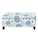 Luxury Storage Ottoman With Floral Patterned Fabric, Soft-Close Hinges, Multi Functional
