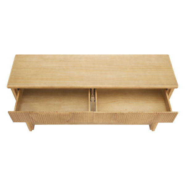 Fluted Console Table With Semi Circular Drawers - Natural