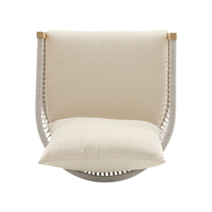 Modern Curved Aluminum Lounge Chair With Stylish Rope Weave Design And Cushioned Comfort For Outdoor