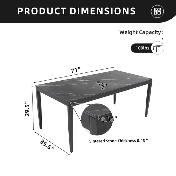 Outdoor Modern Patio Dining Table, Post Tapered Legs, Weatherproof & Rust Free