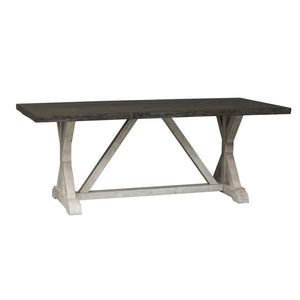 Willowrun - Trestle Table - Rustic White / Weathered Gray Top