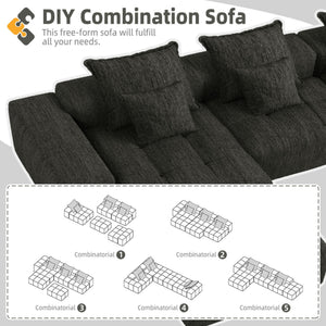Modern Oversized Diy Combination, Modular Sectional Sofa With Pillows