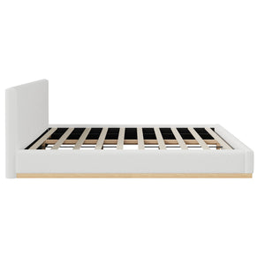 Queen Upholstered Bed - Natural / White