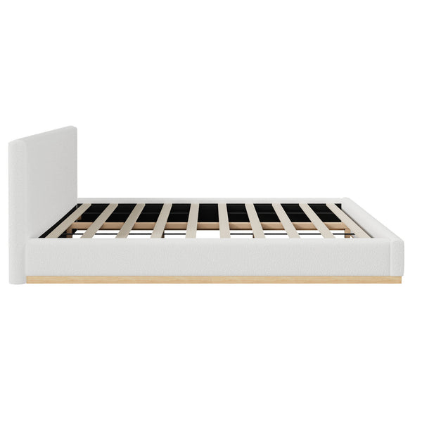 Queen Upholstered Bed - Natural / White