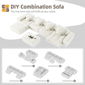 Modern Oversized Diy Combination Modular Sectional Sofa With Pillows