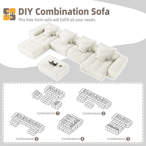 Modern Oversized Diy Combination Modular Sectional Sofa With Pillows