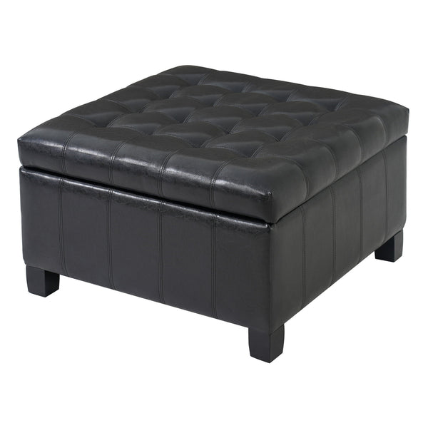 Square Tufted Indoor Ottoman With Lift-Top Storage