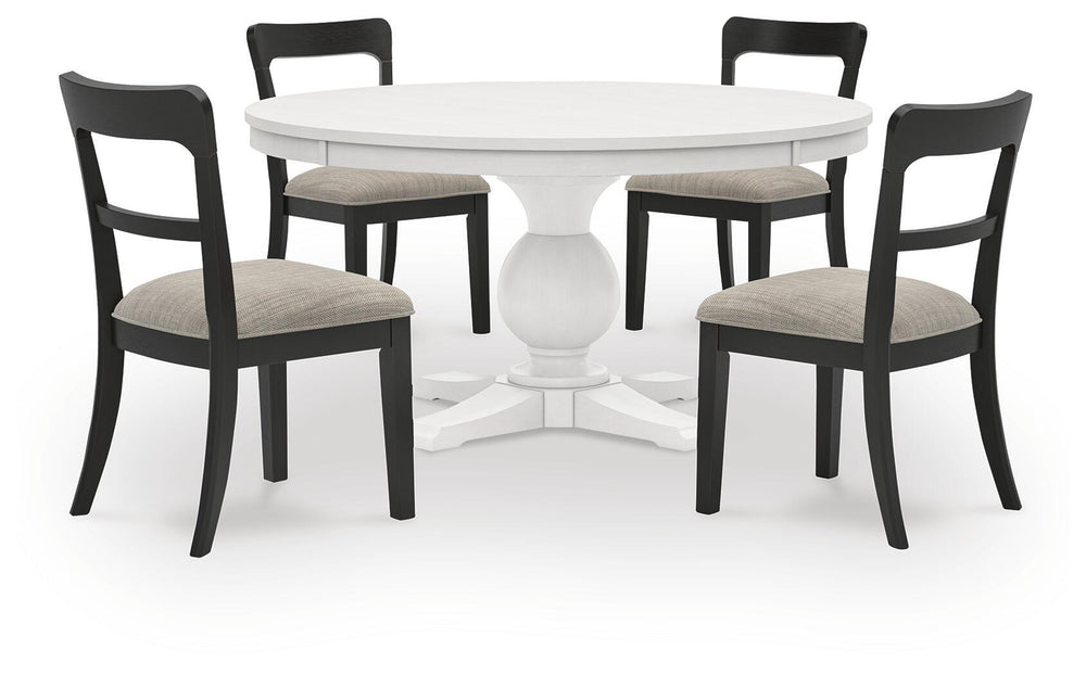 Greddinton - Round Dining Table Set - Black Chairs