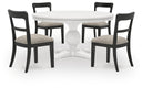 Greddinton - Round Dining Table Set - Black Chairs
