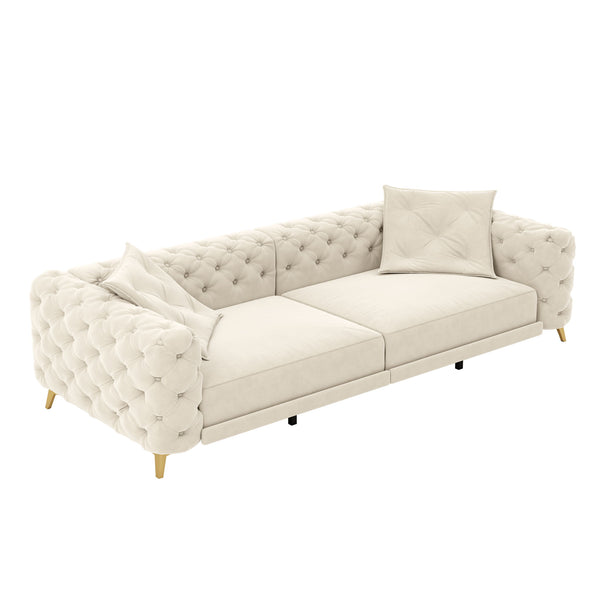 3 In 1 Convertible Sleeper, Deep Seat Pull Out Sofa Bed, Button Tufted