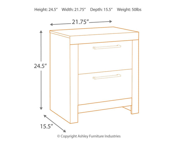 Derekson - Two Drawer Night Stand - Multi Gray