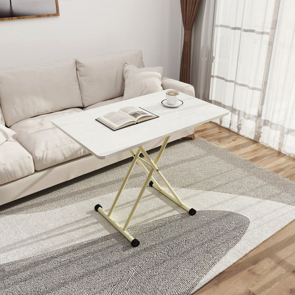 Adjustable Standing Table, Indoor & Outdoor Use, Portable With Adjustable Height - Off White / White