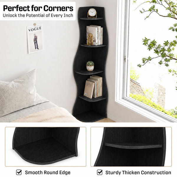 5 Tier S - Shaped Corner Shelf For Living Room