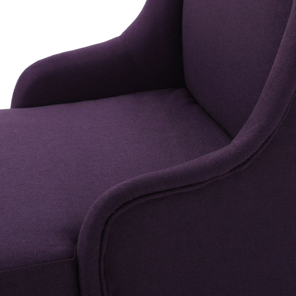 Fabric Dining Chair With High Back And Birch Wood Legs - Plum