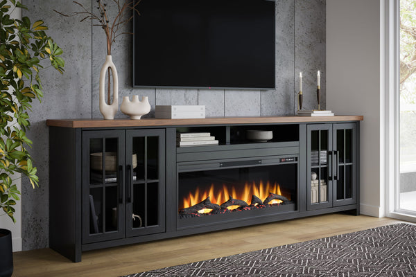 Fireplace TV Stand Console For TVs Up To 100" - Black / Whiskey