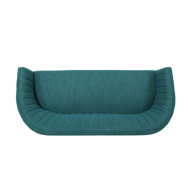 Mid Century Modern Loveseat With Channel Stitched Backrest