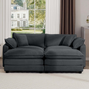 Modular Oversized Cushion Sofa With Ottoman, Low Back, Deep Seating Sofa Set