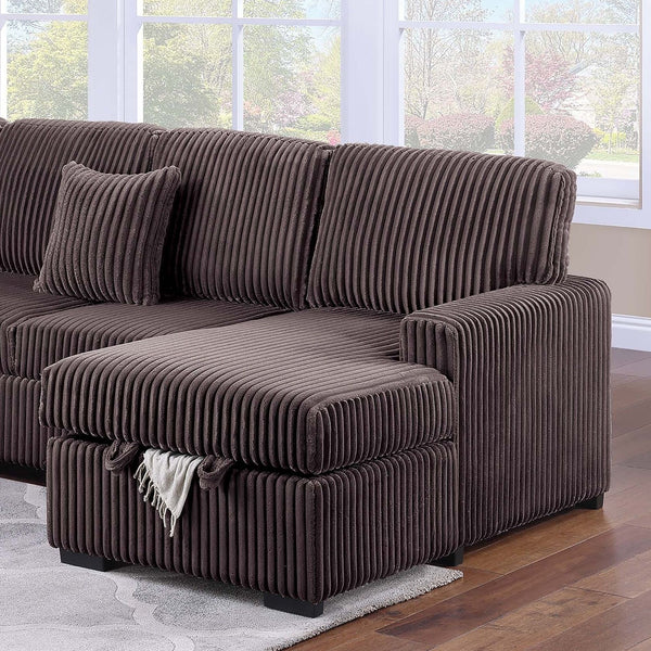 Convertible Sectional Upholstered Sleeper Sofa With Storage Chaise
