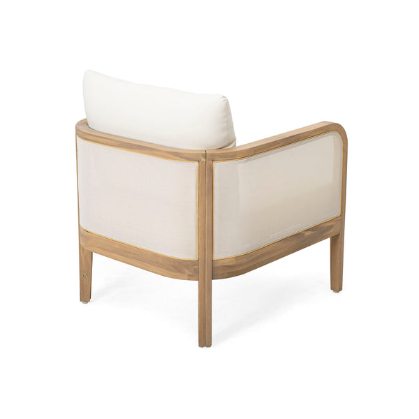 Outdoor Acacia Wood Patio Club Chair, Textilene Patio Furniture, Waterproof Thick Cushion Deep Seating For Porch, Garden, Backyard, Balcony, Weight Capacity 400Lbs, Light Teak - Beige