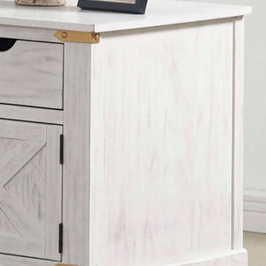 End Table With Storage Drawer And Shelves - Antique White / Gold