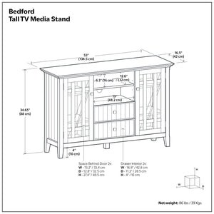 Bedford - Handcrafted Tall TV Media Stand